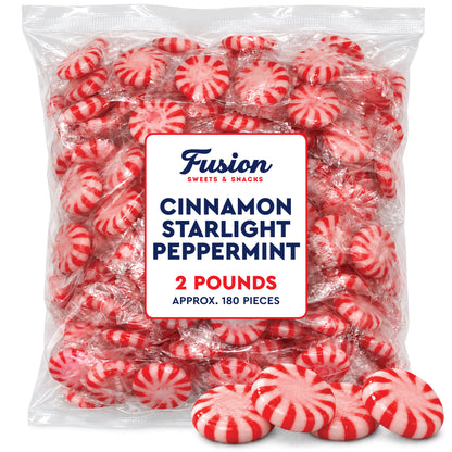 Cinnamon Peppermint Starlights, 2 Pounds, Individually Wrapped Hard Candy | Cinnamon Peppermint Candy with Cool Peppermint Flavor & a Warm Cinnamon Kick