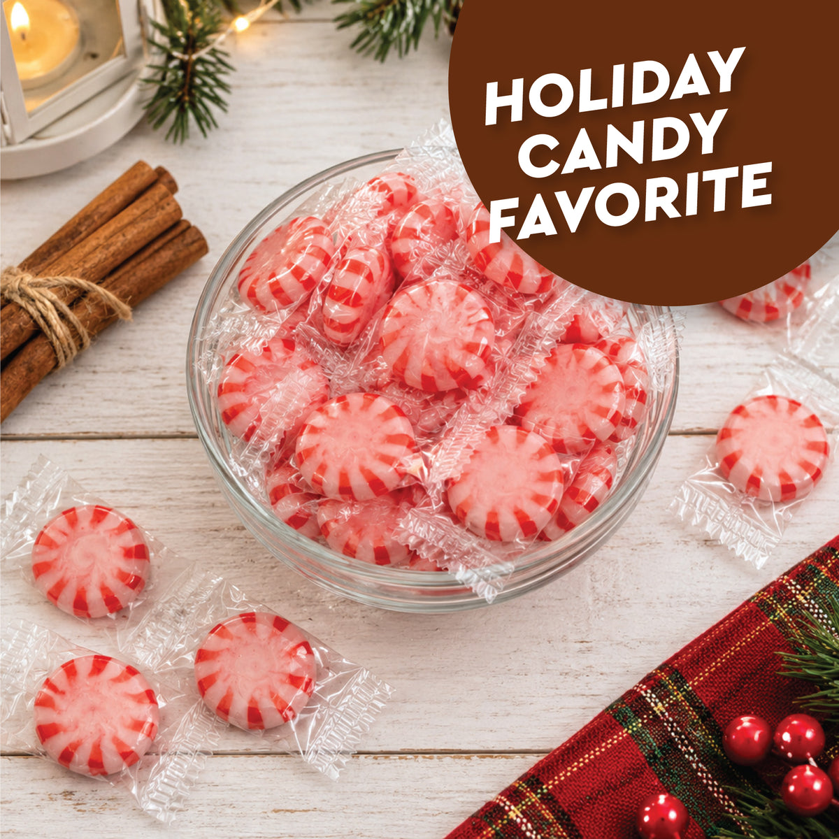 Cinnamon Peppermint Starlights, 2 Pounds, Individually Wrapped Hard Candy | Cinnamon Peppermint Candy with Cool Peppermint Flavor & a Warm Cinnamon Kick