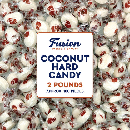 Coconut Hard Candy - 2 Pounds Individually Wrapped Candy, Creamy Filled Coconut Candy, Bulk Bag Old Fashioned Treats