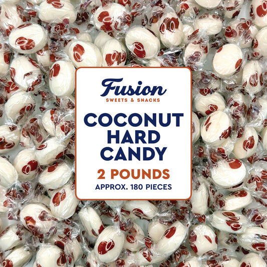 Coconut Hard Candy - 2 Pounds Individually Wrapped Candy, Creamy Filled Coconut Candy, Bulk Bag Old Fashioned Treats