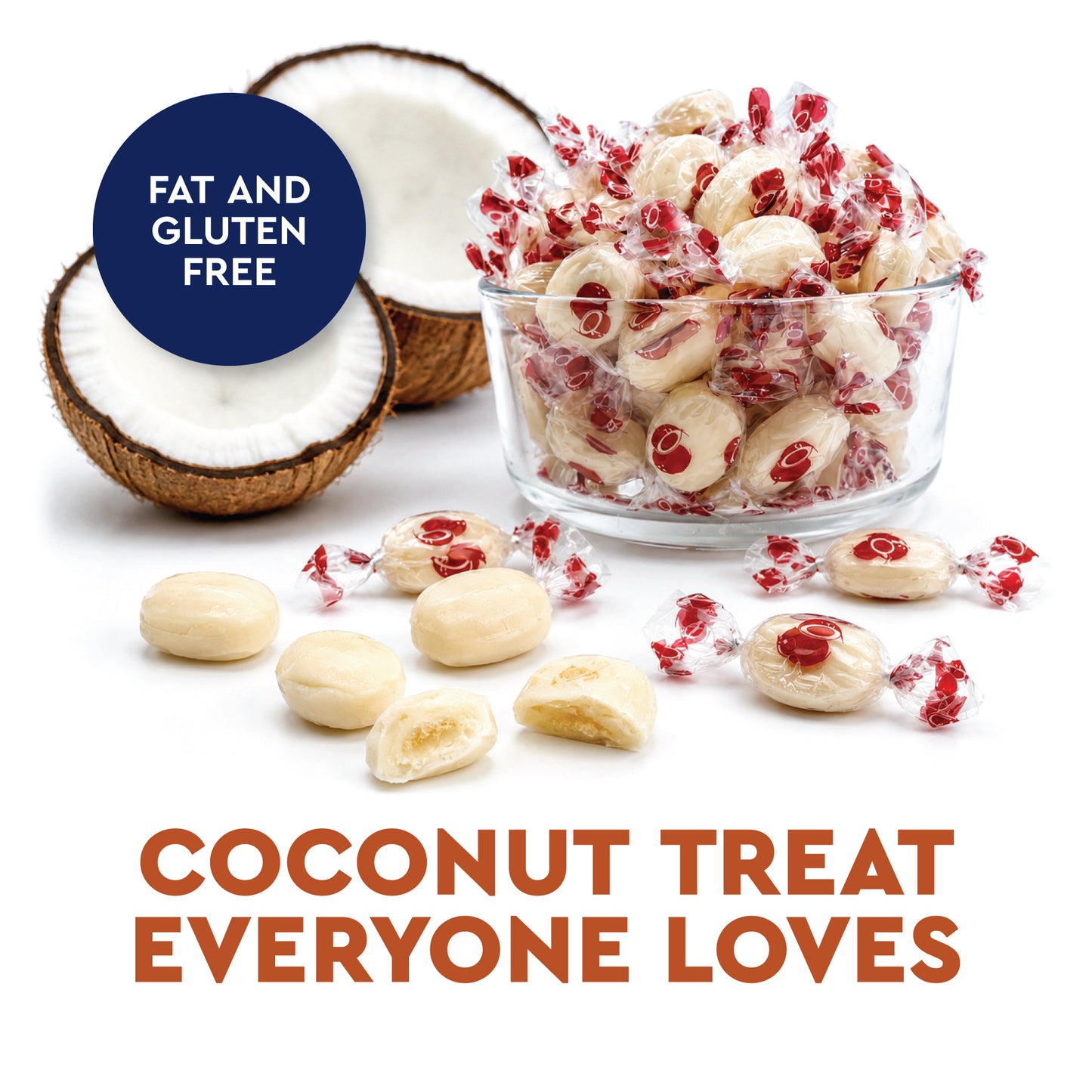 Coconut Hard Candy - 1 Pound Individually Wrapped Candy, Creamy Filled Coconut Candy, Bulk Bag Old Fashioned Treats