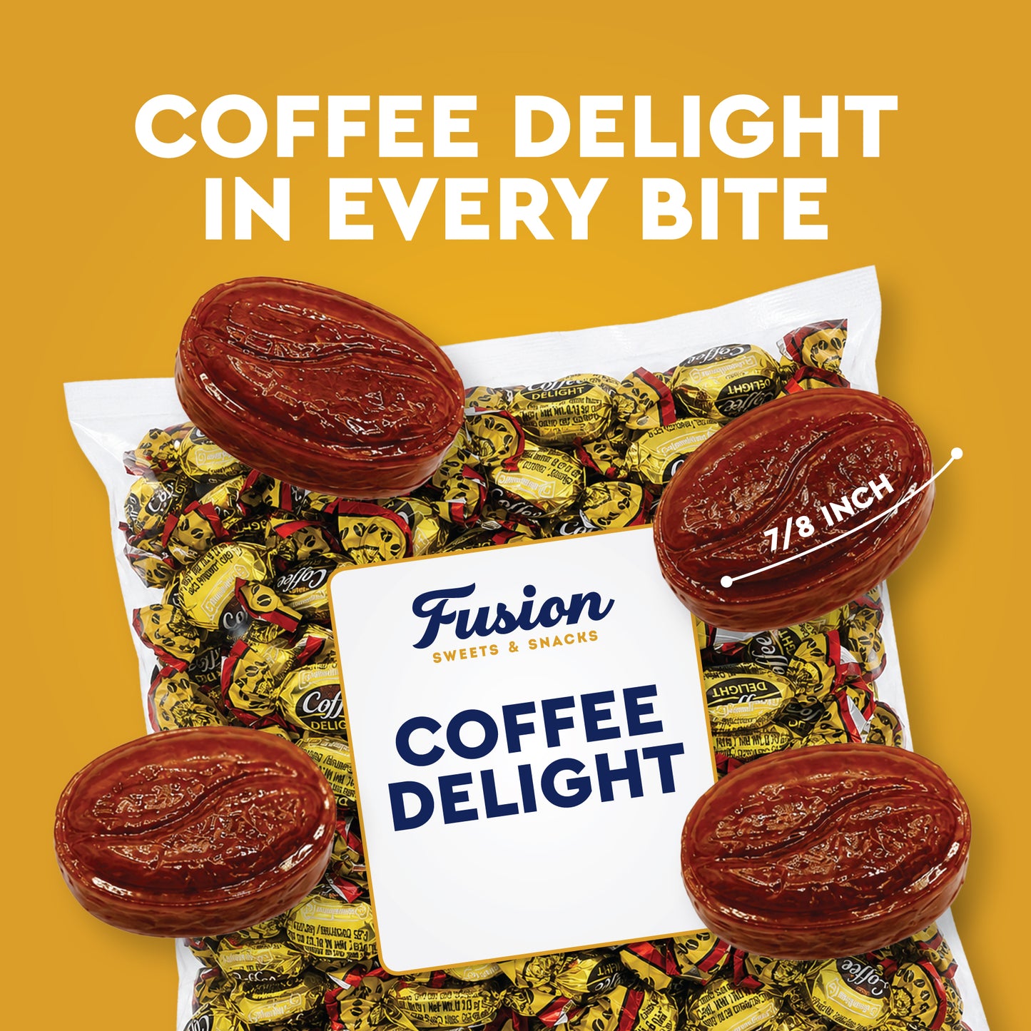 Coffee Delight - 1 Pound Bulk Bag - Coffee Candy Individually Wrapped - Hard Candy, Gluten Free Treat, Made With Real Beans