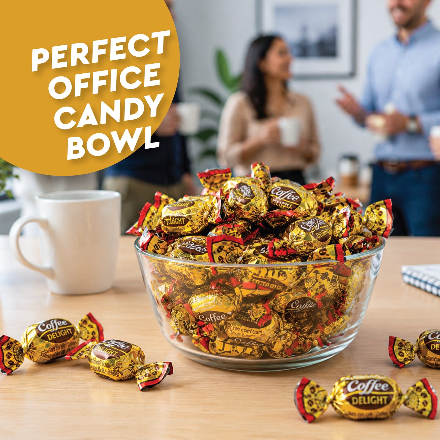 Coffee Delight - 1 Pound Bulk Bag - Coffee Candy Individually Wrapped - Hard Candy, Gluten Free Treat, Made With Real Beans