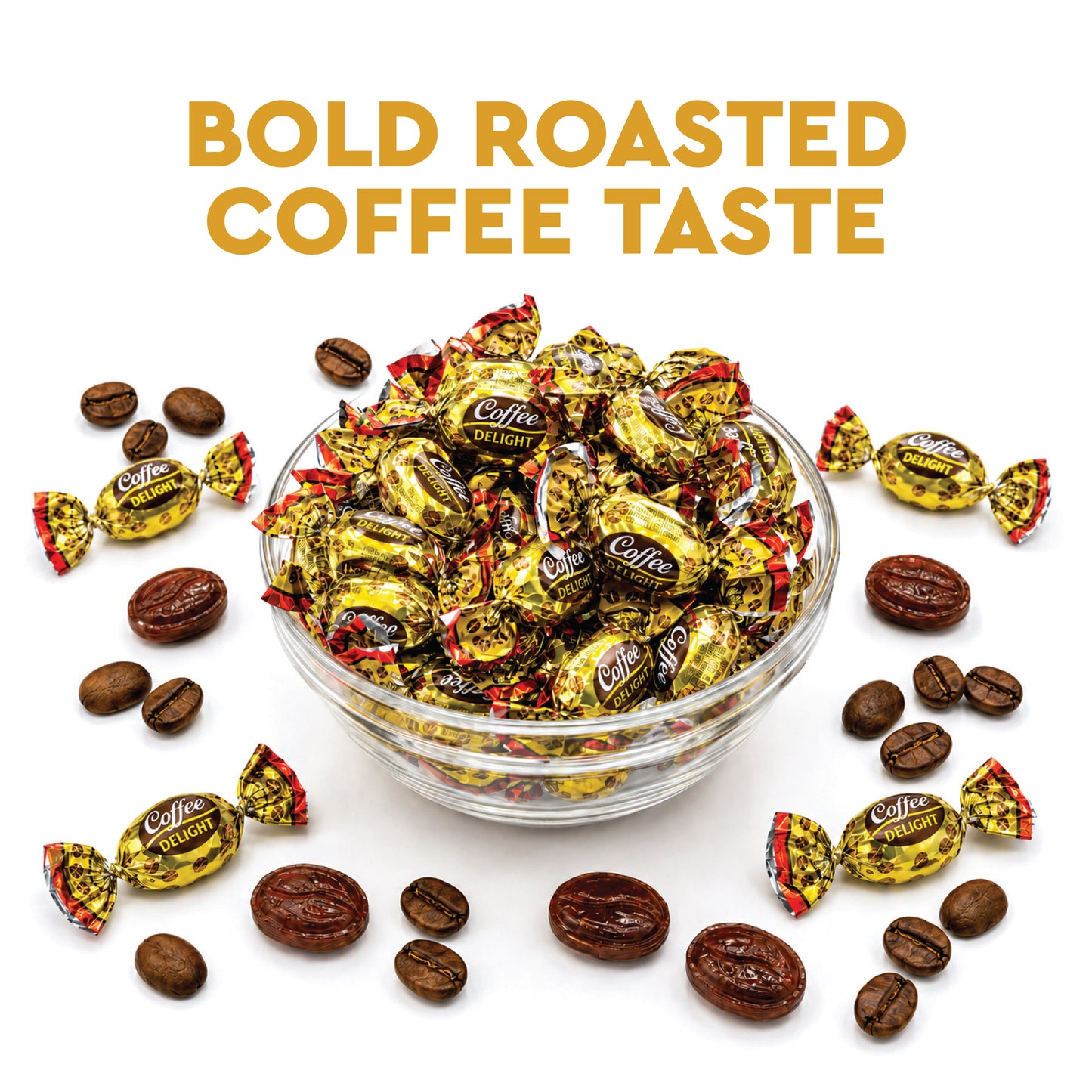 Coffee Delight - 1 Pound Bulk Bag - Coffee Candy Individually Wrapped - Hard Candy, Gluten Free Treat, Made With Real Beans