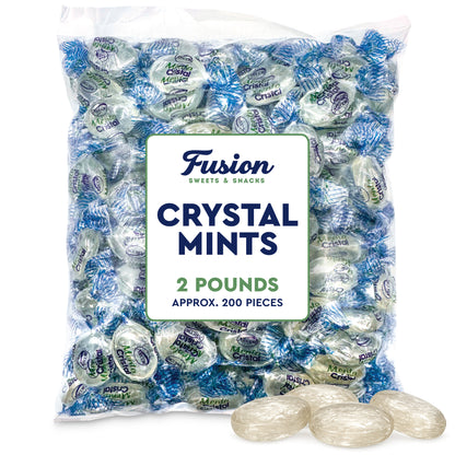 Crystal Candy Hard Mints - 2 Pounds (Approx. 200 Pieces) Arcor Blue Crystal Mint Candy Individually Wrapped, Breath Mints Bulk, After Dinner Mint, Bulk Candy