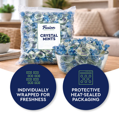 Crystal Candy Hard Mints - 2 Pounds (Approx. 200 Pieces) Arcor Blue Crystal Mint Candy Individually Wrapped, Breath Mints Bulk, After Dinner Mint, Bulk Candy