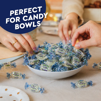 Crystal Candy Hard Mints - 2 Pounds (Approx. 200 Pieces) Arcor Blue Crystal Mint Candy Individually Wrapped, Breath Mints Bulk, After Dinner Mint, Bulk Candy