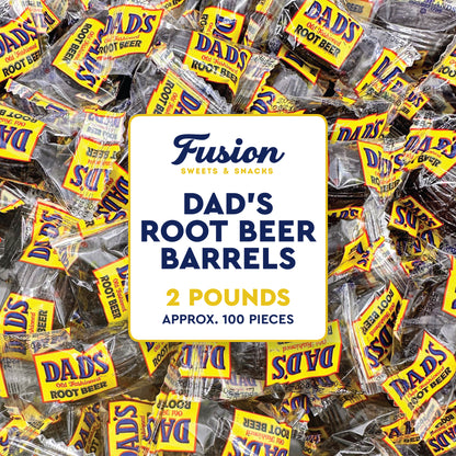 Dad's Root Beer Barrels - Rootbeer Barrels Hard Candy - 2 Pounds Bulk Bag (Approximately 100 count) - Old Fashioned Candies - Individually Wrapped Dad's Root Beer Barrels