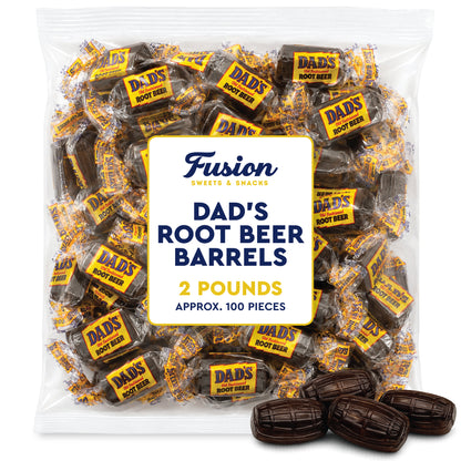Dad's Root Beer Barrels - Rootbeer Barrels Hard Candy - 2 Pounds Bulk Bag (Approximately 100 count) - Old Fashioned Candies - Individually Wrapped Dad's Root Beer Barrels