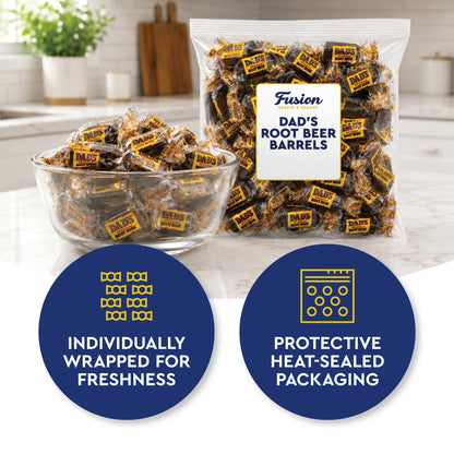 Dad's Root Beer Barrels - Rootbeer Barrels Hard Candy - 2 Pounds Bulk Bag (Approximately 100 count) - Old Fashioned Candies - Individually Wrapped Dad's Root Beer Barrels