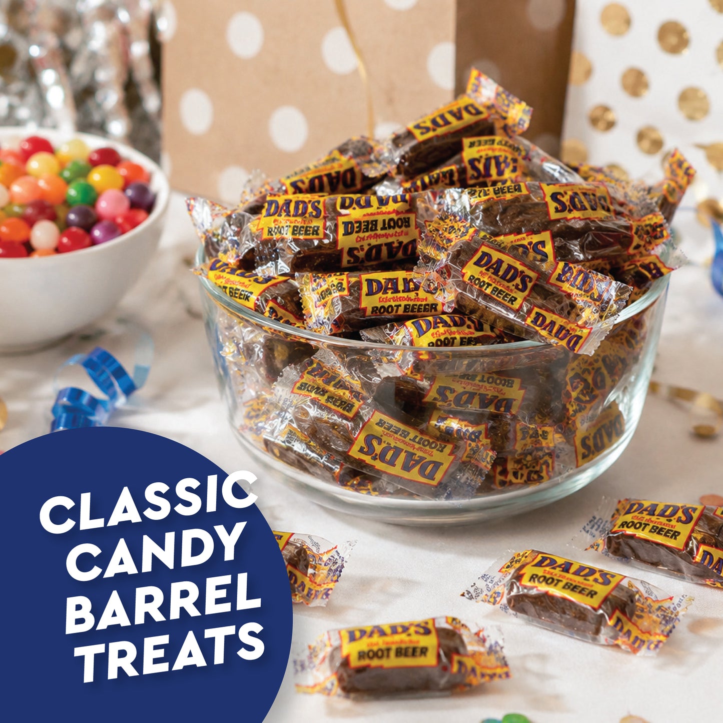 Dad's Root Beer Barrels - Rootbeer Barrels Hard Candy - 2 Pounds Bulk Bag (Approximately 100 count) - Old Fashioned Candies - Individually Wrapped Dad's Root Beer Barrels