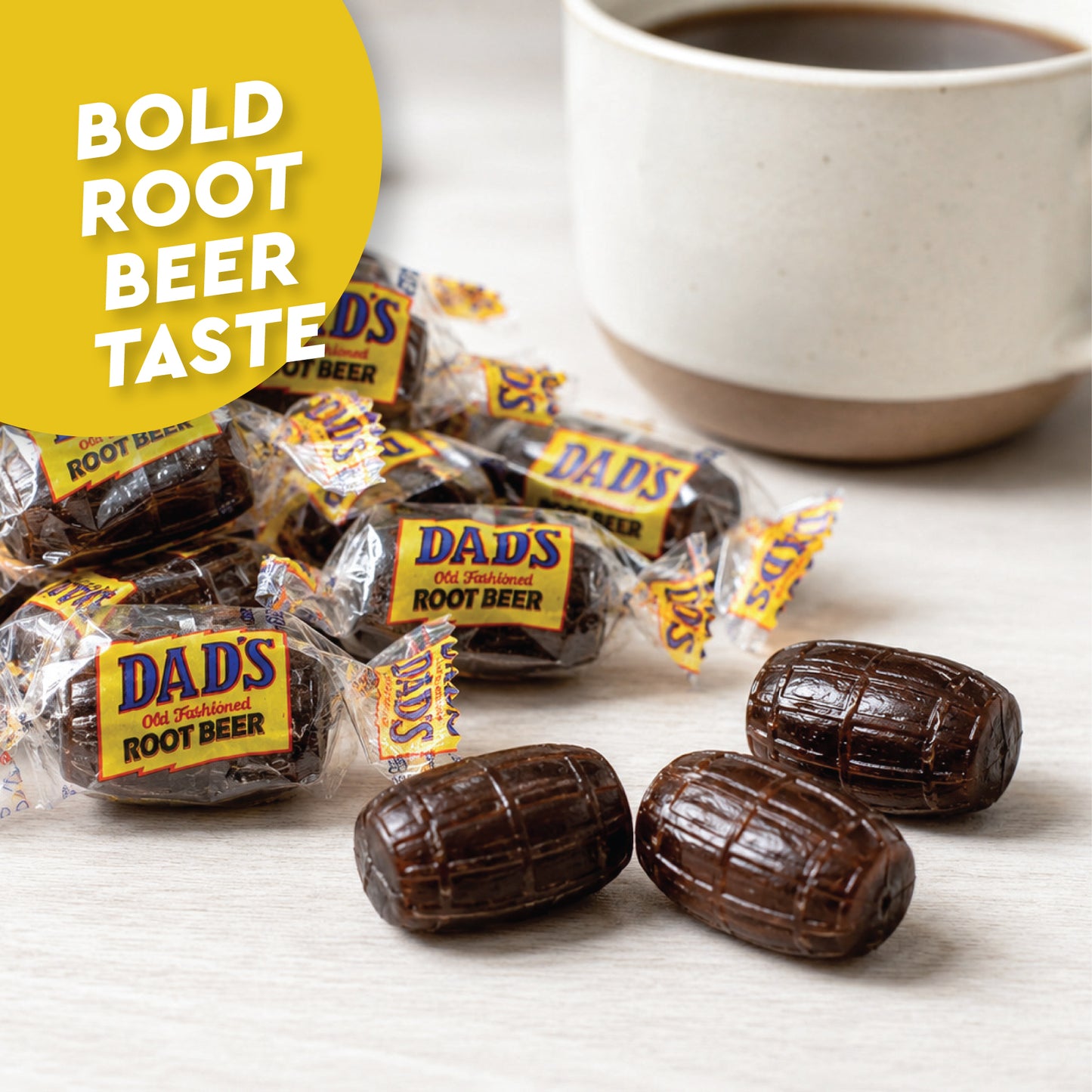 Dad's Root Beer Barrels - Rootbeer Barrels Hard Candy - 2 Pounds Bulk Bag (Approximately 100 count) - Old Fashioned Candies - Individually Wrapped Dad's Root Beer Barrels