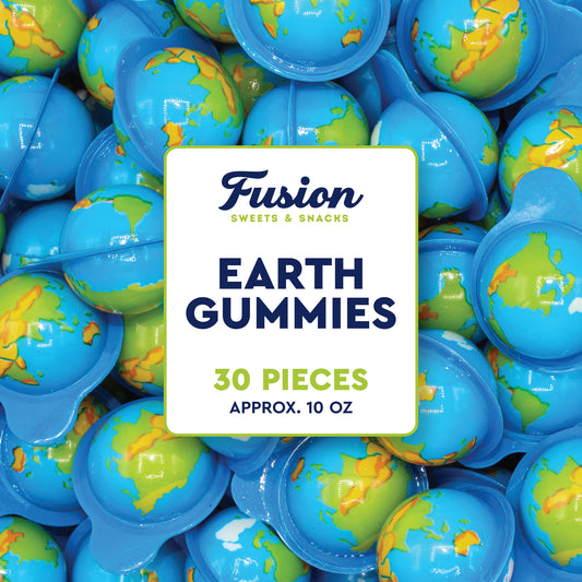 Earth Gummies 30 Count, Individually Wrapped Fruity Liquid Center Candy | Jelly-filled Gooey Center, Fun Globe Shaped Gummy Candy, Great For Parties, Classroom & Gifting