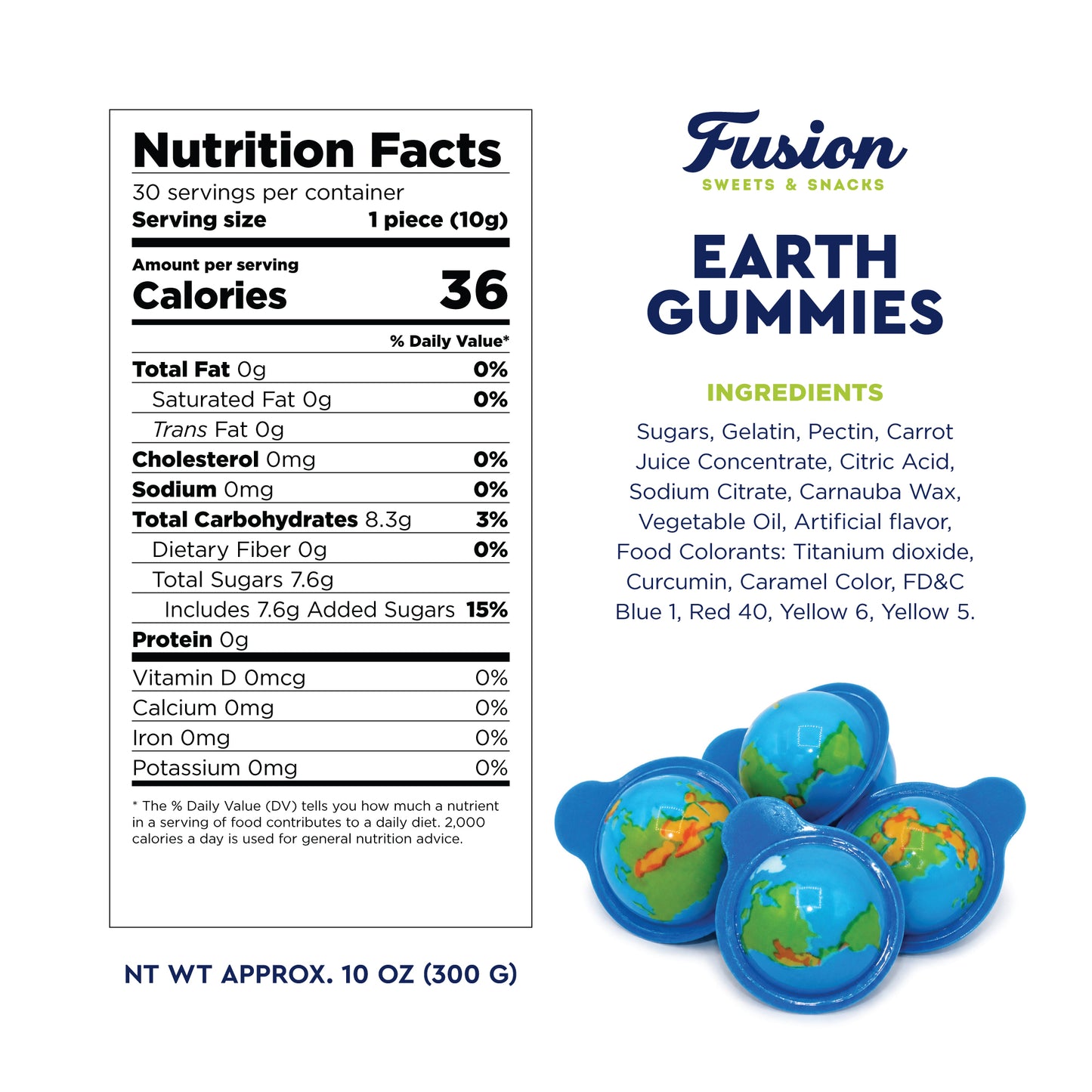 Earth Gummies 30 Count, Individually Wrapped Fruity Liquid Center Candy | Jelly-filled Gooey Center, Fun Globe Shaped Gummy Candy, Great For Parties, Classroom & Gifting