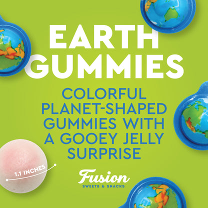 Earth Gummies 30 Count, Individually Wrapped Fruity Liquid Center Candy | Jelly-filled Gooey Center, Fun Globe Shaped Gummy Candy, Great For Parties, Classroom & Gifting