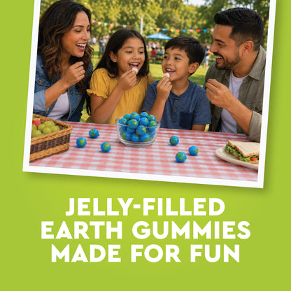 Earth Gummies 30 Count, Individually Wrapped Fruity Liquid Center Candy | Jelly-filled Gooey Center, Fun Globe Shaped Gummy Candy, Great For Parties, Classroom & Gifting