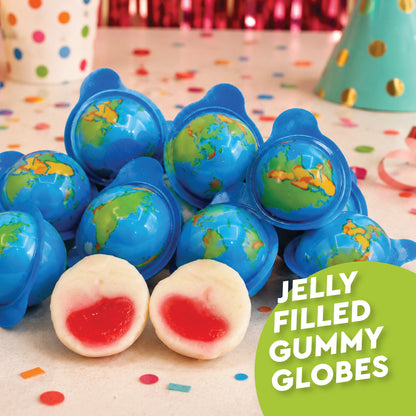 Earth Gummies 30 Count, Individually Wrapped Fruity Liquid Center Candy | Jelly-filled Gooey Center, Fun Globe Shaped Gummy Candy, Great For Parties, Classroom & Gifting