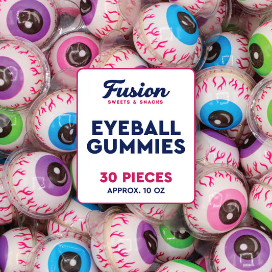 Eyeball Gummy Candy - 30 Count Bag, Individually Wrapped, Jelly Center | Squishy, Gooey Texture, Fun For Drinks, Party Decorations, Gag Gifts