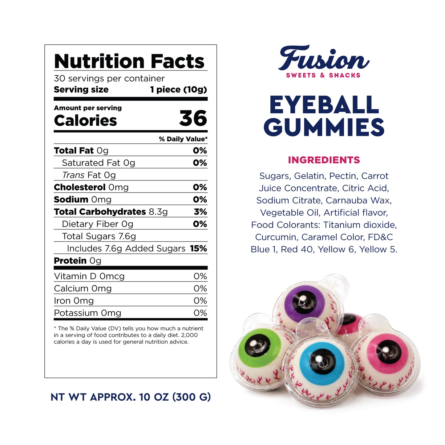 Eyeball Gummy Candy - 30 Count Bag, Individually Wrapped, Jelly Center | Squishy, Gooey Texture, Fun For Drinks, Party Decorations, Gag Gifts