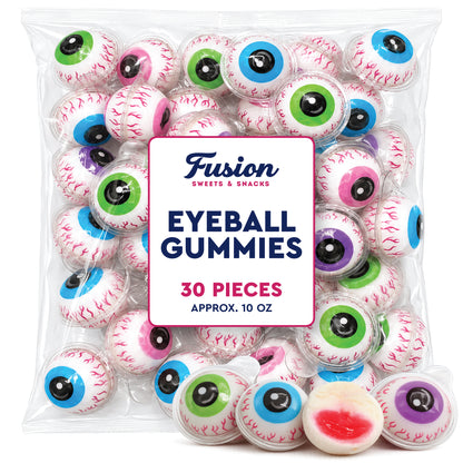 Eyeball Gummy Candy - 30 Count Bag, Individually Wrapped, Jelly Center | Squishy, Gooey Texture, Fun For Drinks, Party Decorations, Gag Gifts