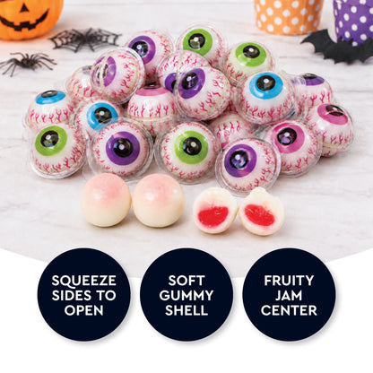 Eyeball Gummy Candy - 30 Count Bag, Individually Wrapped, Jelly Center | Squishy, Gooey Texture, Fun For Drinks, Party Decorations, Gag Gifts