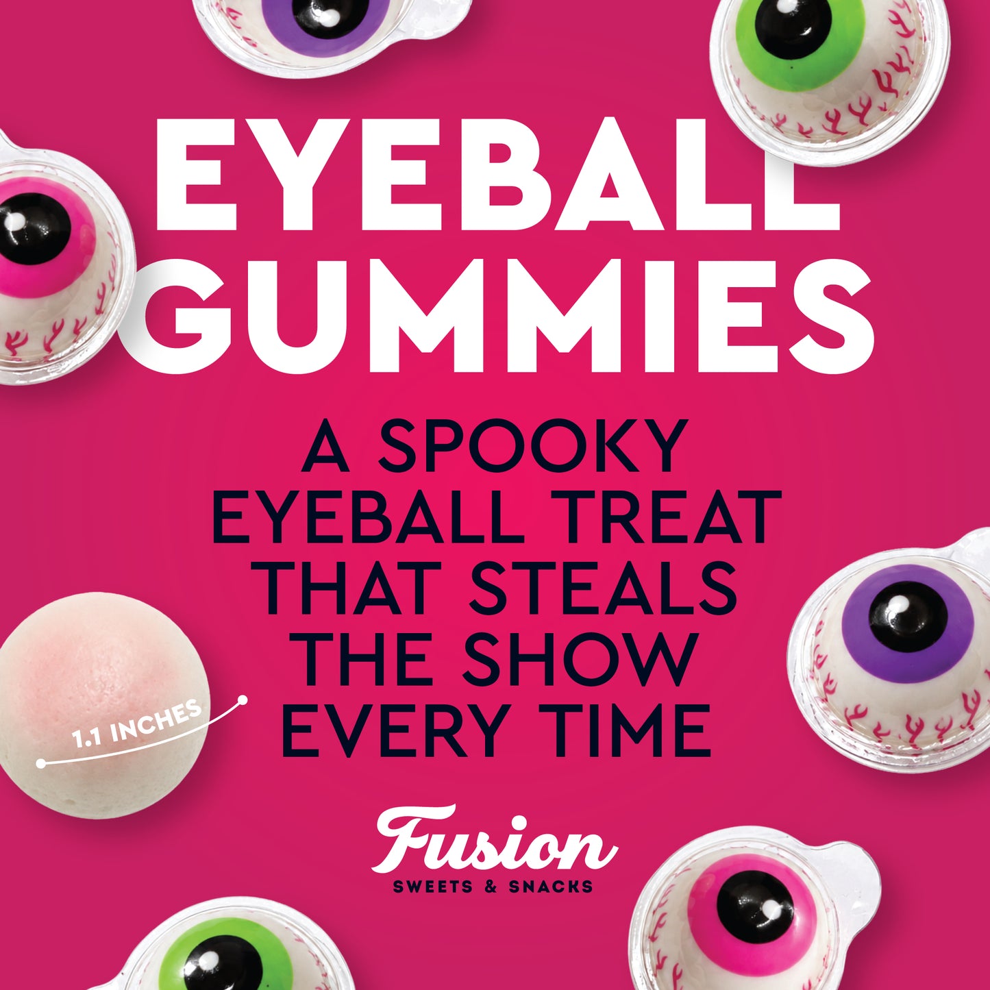 Eyeball Gummy Candy - 30 Count Bag, Individually Wrapped, Jelly Center | Squishy, Gooey Texture, Fun For Drinks, Party Decorations, Gag Gifts