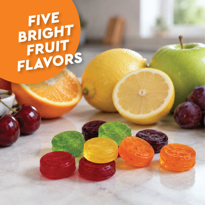 Assorted Fruit Buttons Hard Candy - 1 Pound Bulk Bag - Individually Wrapped Fruit Candies