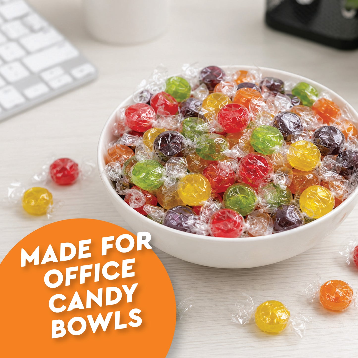 Assorted Fruit Buttons Hard Candy - 1 Pound Bulk Bag - Individually Wrapped Fruit Candies