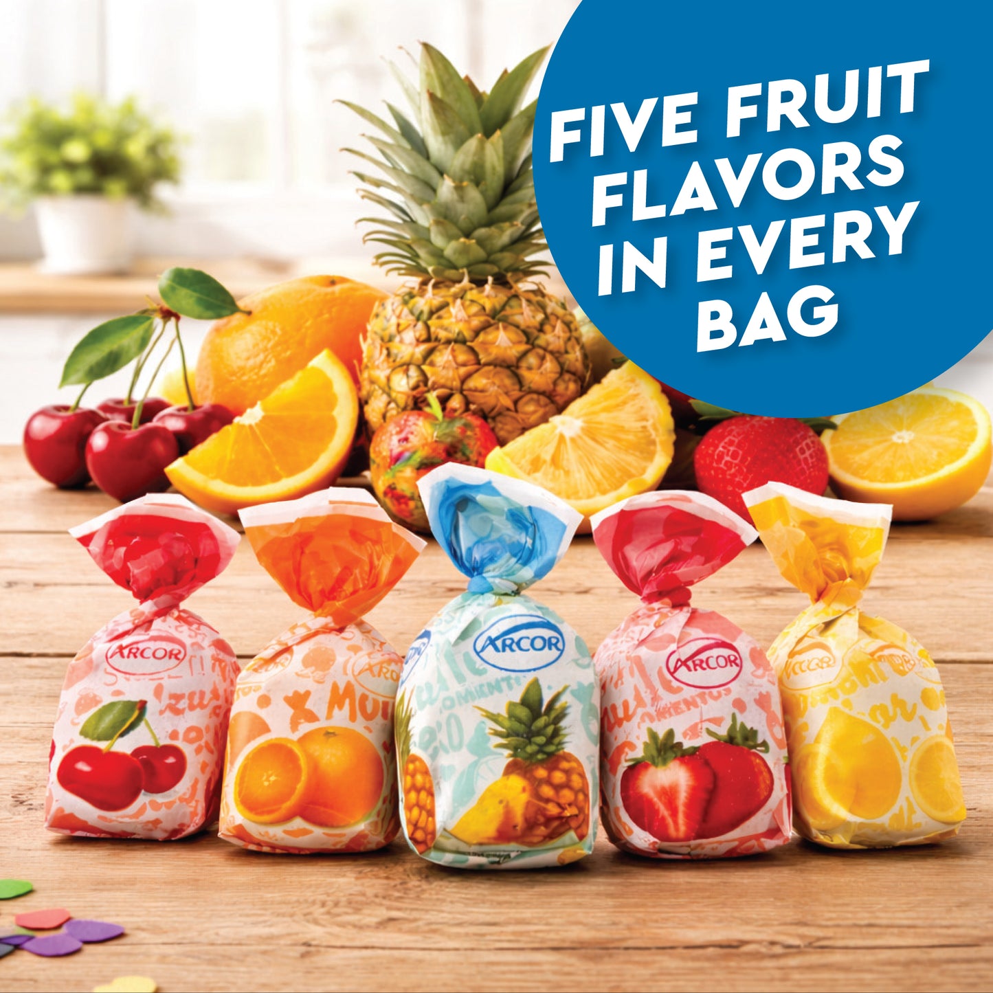 Fruit Filled Hard Candy - Assorted 2 Pounds Bulk Bag, Arcor Bon Bon Fruitfuls candy, Individually Wrapped Hard Candy