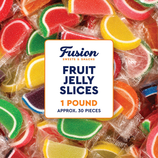 Jelly Fruit Slices Candy – 1 Pound Bulk Individually Wrapped | Assorted Sugared Wedges, Classic Old Fashioned Nostalgic Gummy, Kosher, Gluten Free, Nut Free, Fat Free, Soy Free