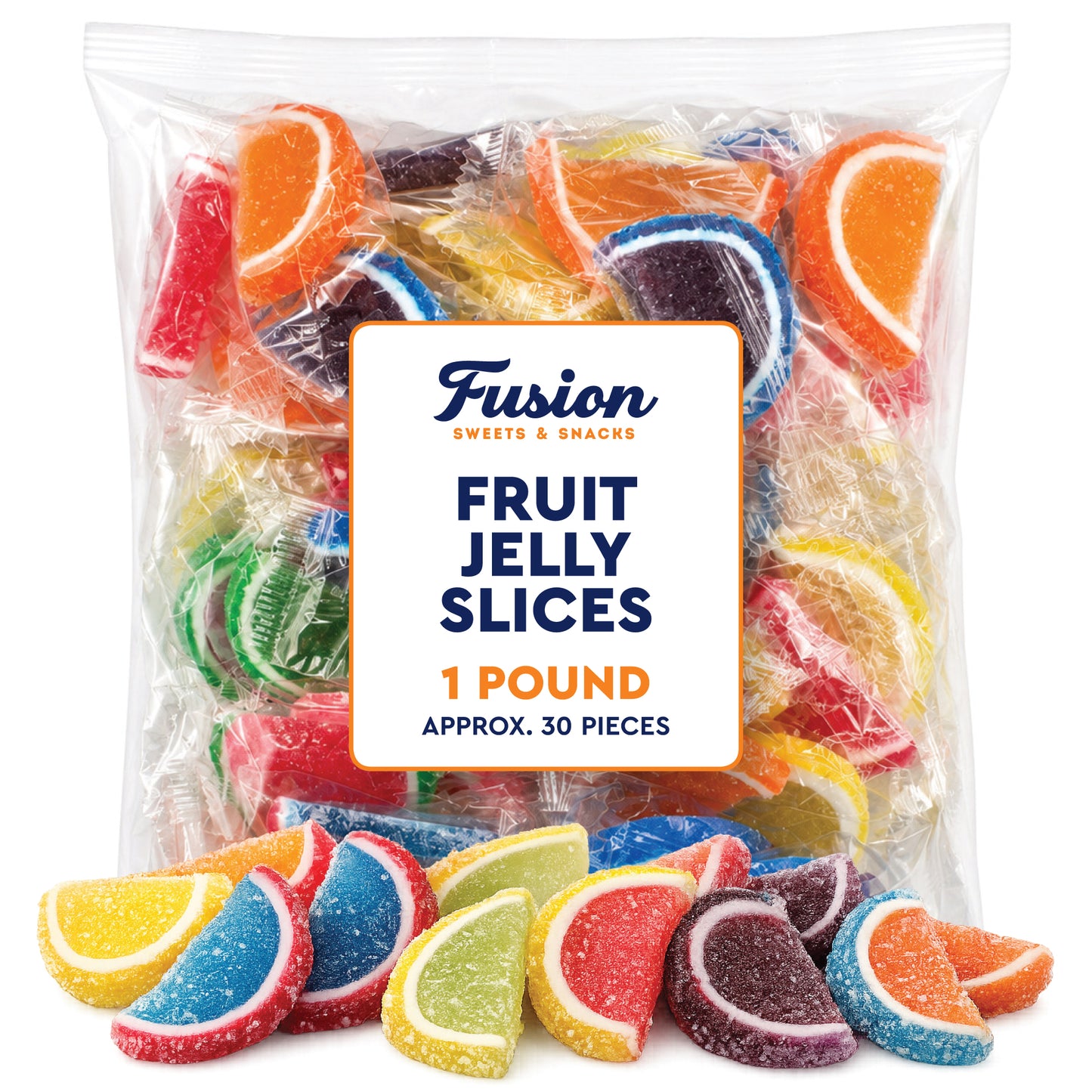Jelly Fruit Slices Candy – 1 Pound Bulk Individually Wrapped | Assorted Sugared Wedges, Classic Old Fashioned Nostalgic Gummy, Kosher, Gluten Free, Nut Free, Fat Free, Soy Free