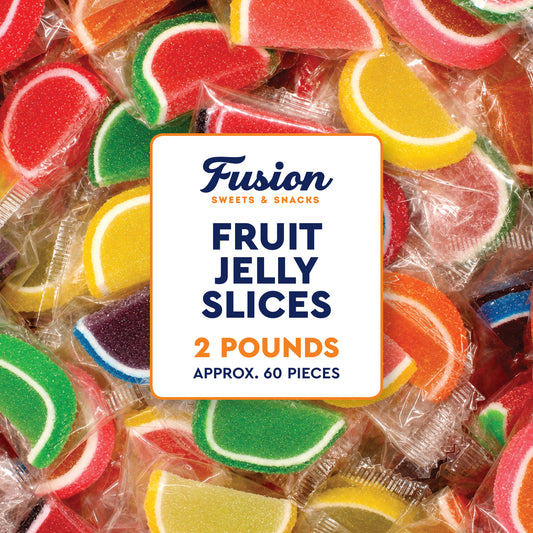 Jelly Fruit Slices Candy, 2 Pounds Bulk, Individually Wrapped | Assorted Sugared Wedges, Classic Old Fashioned Nostalgic Gummy, Kosher, Gluten Free, Nut Free, Fat Free, Soy Free