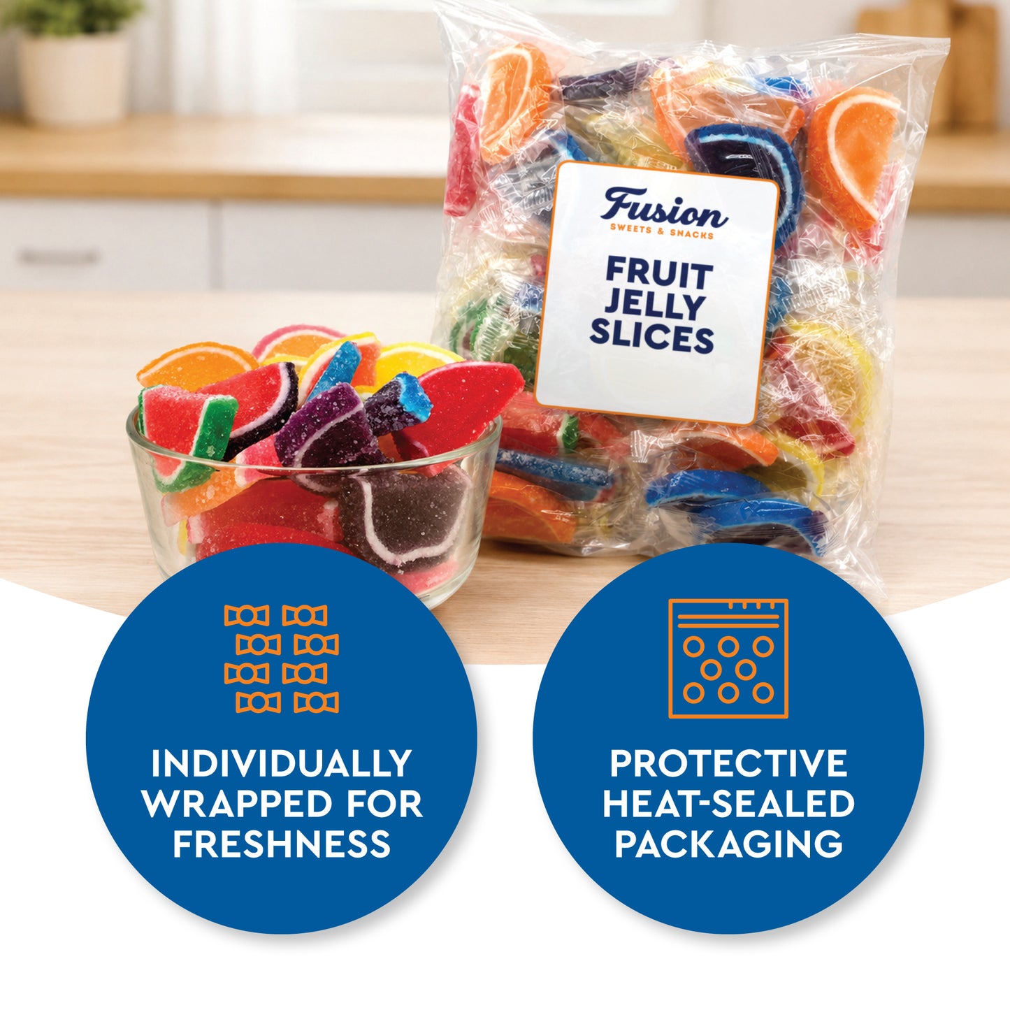Jelly Fruit Slices Candy – 1 Pound Bulk Individually Wrapped | Assorted Sugared Wedges, Classic Old Fashioned Nostalgic Gummy, Kosher, Gluten Free, Nut Free, Fat Free, Soy Free