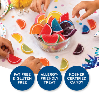 Jelly Fruit Slices Candy – 1 Pound Bulk Individually Wrapped | Assorted Sugared Wedges, Classic Old Fashioned Nostalgic Gummy, Kosher, Gluten Free, Nut Free, Fat Free, Soy Free