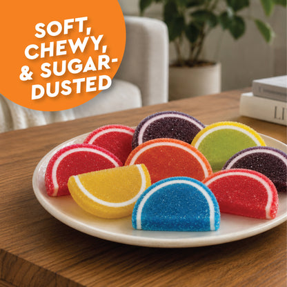 Jelly Fruit Slices Candy, 2 Pounds Bulk, Individually Wrapped | Assorted Sugared Wedges, Classic Old Fashioned Nostalgic Gummy, Kosher, Gluten Free, Nut Free, Fat Free, Soy Free