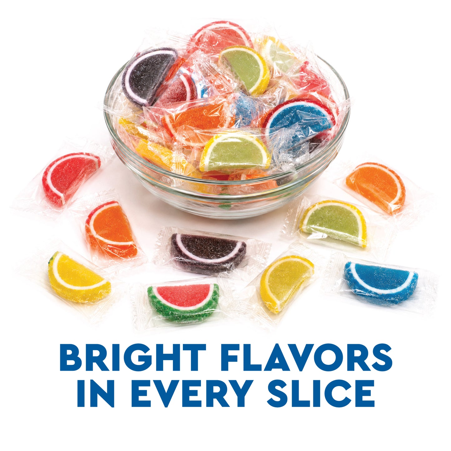 Jelly Fruit Slices Candy, 2 Pounds Bulk, Individually Wrapped | Assorted Sugared Wedges, Classic Old Fashioned Nostalgic Gummy, Kosher, Gluten Free, Nut Free, Fat Free, Soy Free