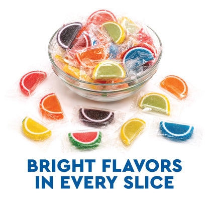 Jelly Fruit Slices Candy, 2 Pounds Bulk, Individually Wrapped | Assorted Sugared Wedges, Classic Old Fashioned Nostalgic Gummy, Kosher, Gluten Free, Nut Free, Fat Free, Soy Free