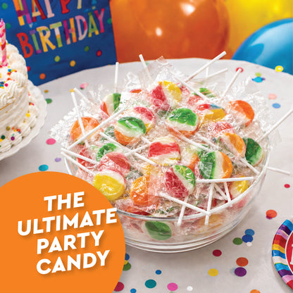 Fruit Rainbow Lollipop Assorted Mix - 2 Pounds - Bulk Suckers Individually Wrapped, Assorted Fruit Rainbow Flavors, Round & Flat Lollipops, Party Favors, Office Candy Bowl, Kids Treat Bag Filler, Classroom Treats