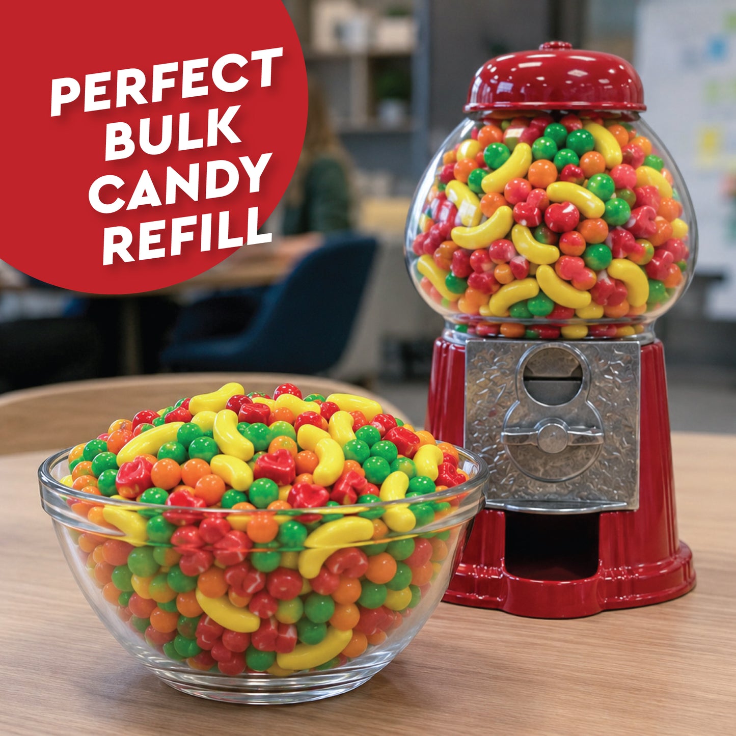 Hard Fruit Shaped Candy, 1 Pound, Unwrapped Bulk Candy For Gumball Machine | Bulk Unwrapped Candy for Vending & Gumball Machines, Nostalgic Candy Store Refills, Loose Candies for Dispensers