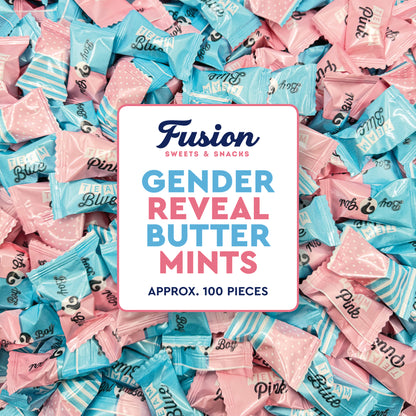 Gender Reveal Buttermints Individually Wrapped, 100 Count | Pink and Blue Candy for Gender Reveal Party Favors & Baby Shower Mints | Sweet After Dinner Treats, Thank You Candy Gifts for Guests