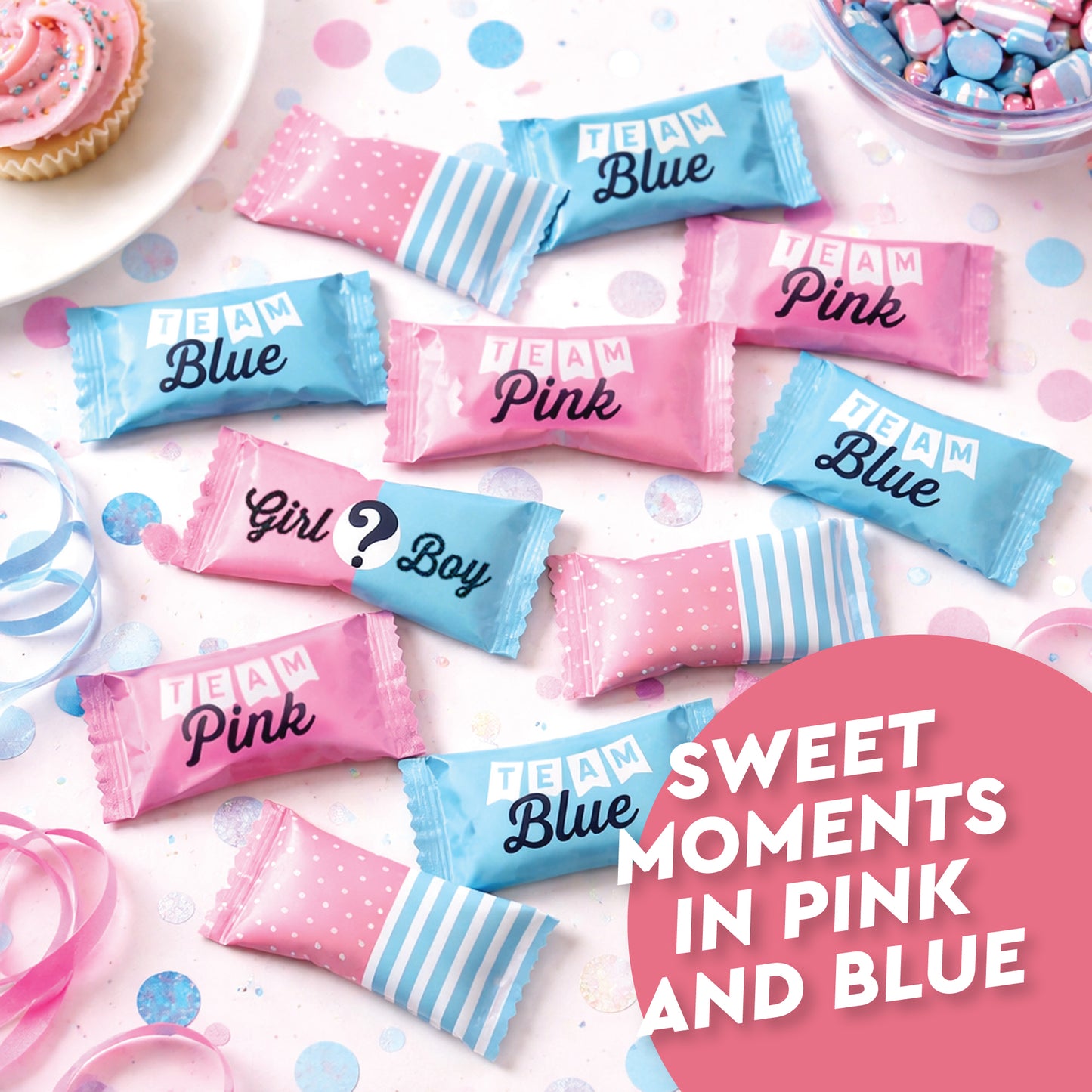 Gender Reveal Buttermints Individually Wrapped, 100 Count | Pink and Blue Candy for Gender Reveal Party Favors & Baby Shower Mints | Sweet After Dinner Treats, Thank You Candy Gifts for Guests