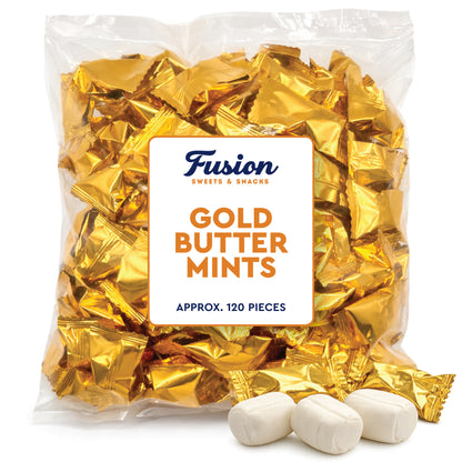 Gold Buttermints (Approx. 120 Count) - Butter Mints Individually Wrapped - Wedding Mints