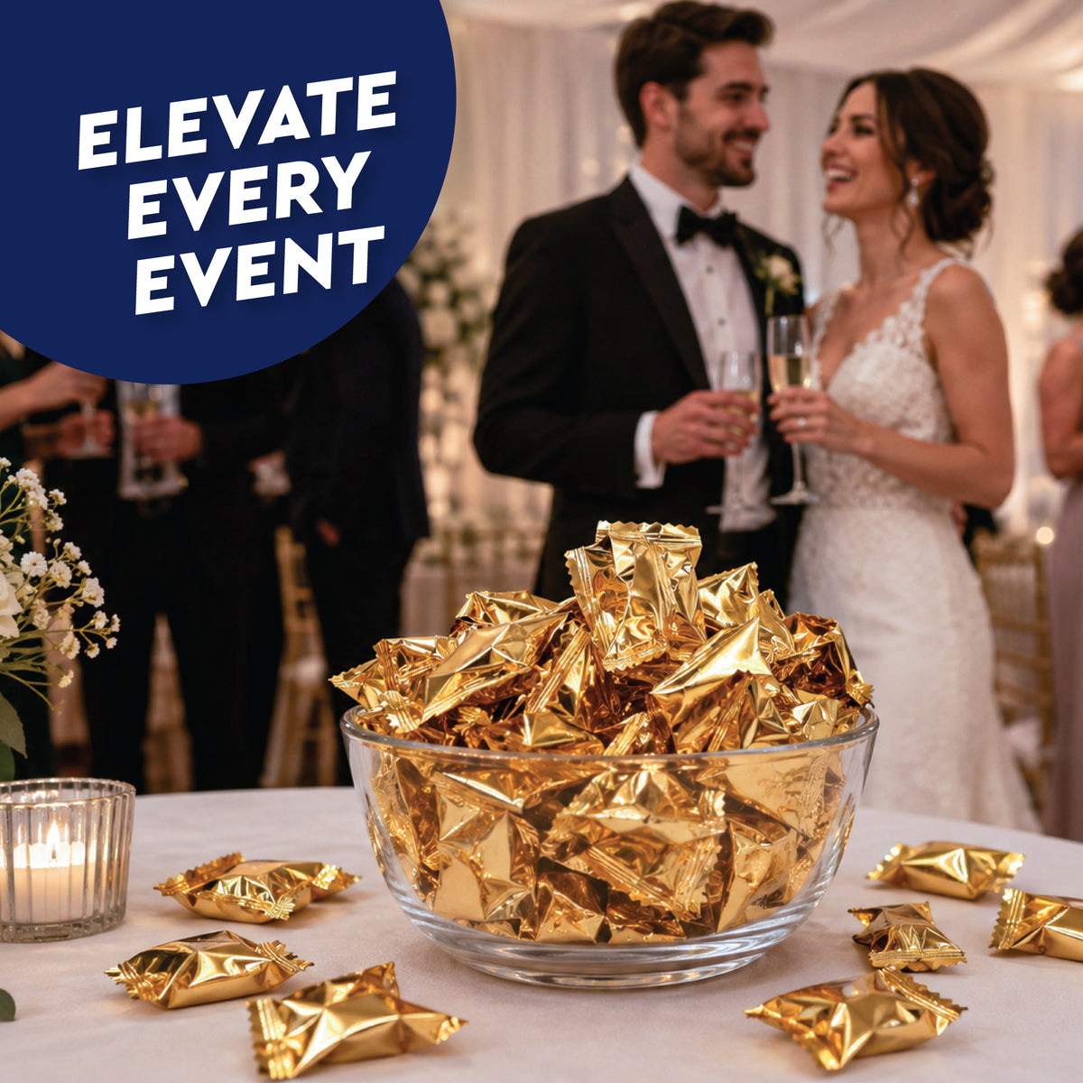 Gold Buttermints (Approx. 120 Count) - Butter Mints Individually Wrapped - Wedding Mints