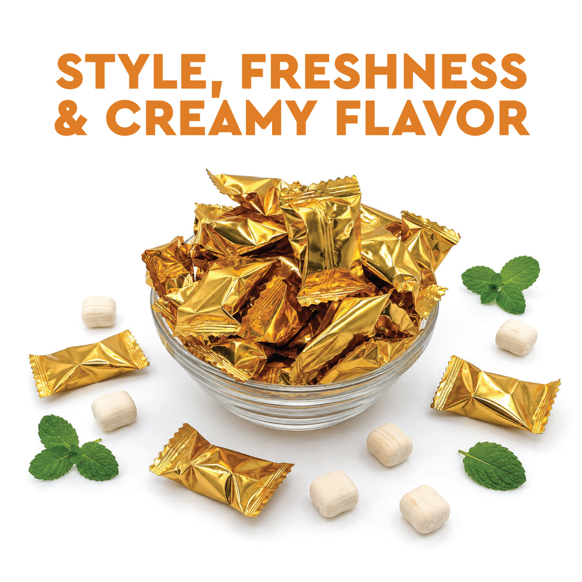 Gold Buttermints (Approx. 120 Count) - Butter Mints Individually Wrapped - Wedding Mints