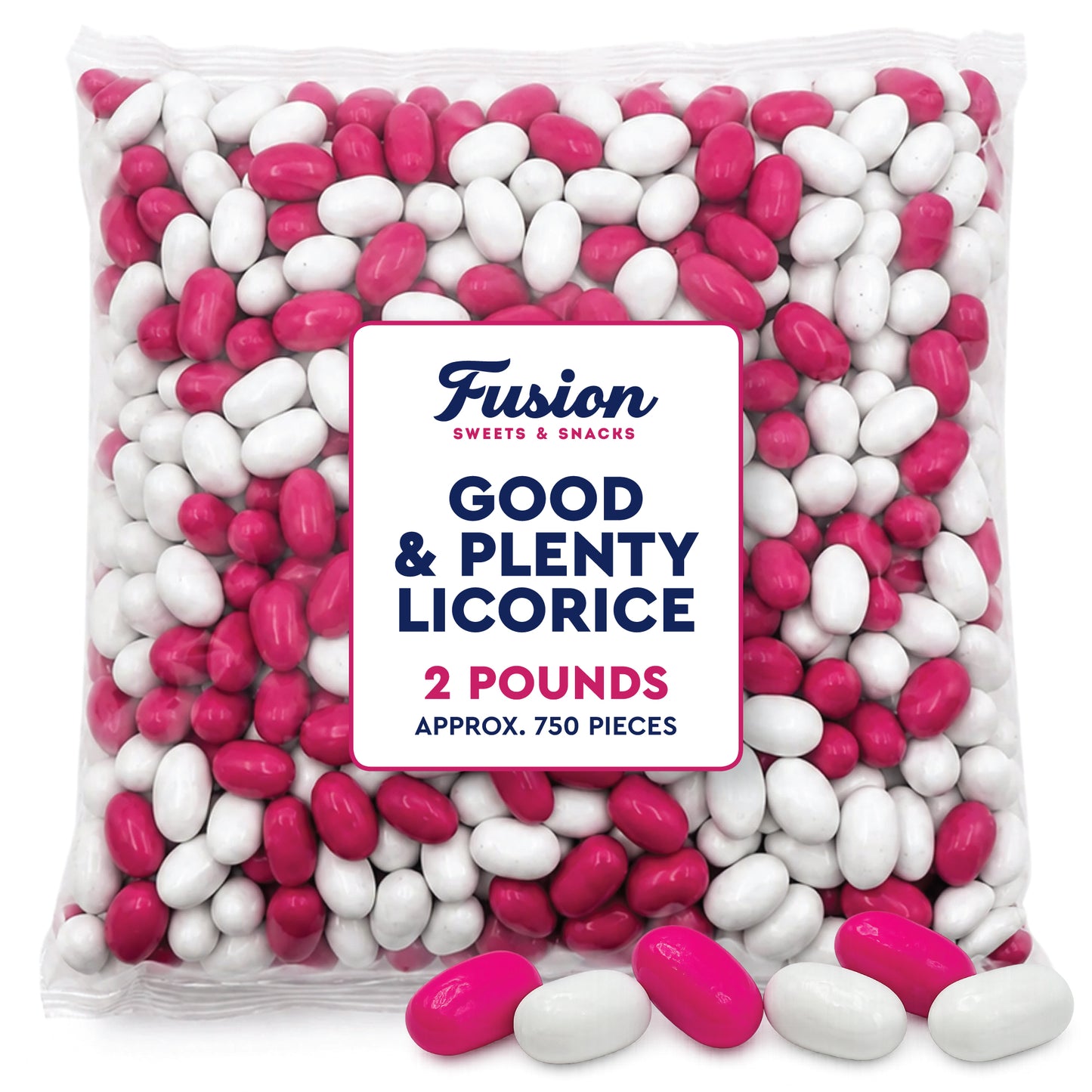 Good & Plenty Licorice Candy, 2 Pound Bulk Bag, Fat Free, Pink & White Candy | Nostalgic Candies, Great For Gumball Machine Refills, Sharing, Snacking