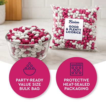 Good & Plenty Licorice Candy, 2 Pound Bulk Bag, Fat Free, Pink & White Candy | Nostalgic Candies, Great For Gumball Machine Refills, Sharing, Snacking