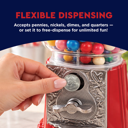 Classic 12 Inch Gumball Machine, Cast Metal Glass Globe Candy Dispenser | Retro Style Coin or Non-Coin Operated Vending Machine, Ideal for Small Candy & Half Inch Gumballs, Home & Office