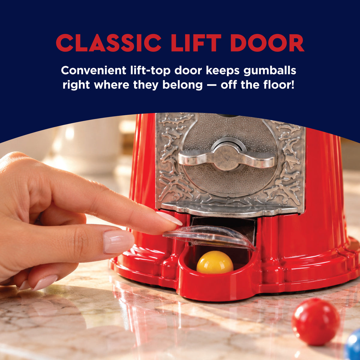 Classic 12 Inch Gumball Machine, Cast Metal Glass Globe Candy Dispenser | Retro Style Coin or Non-Coin Operated Vending Machine, Ideal for Small Candy & Half Inch Gumballs, Home & Office