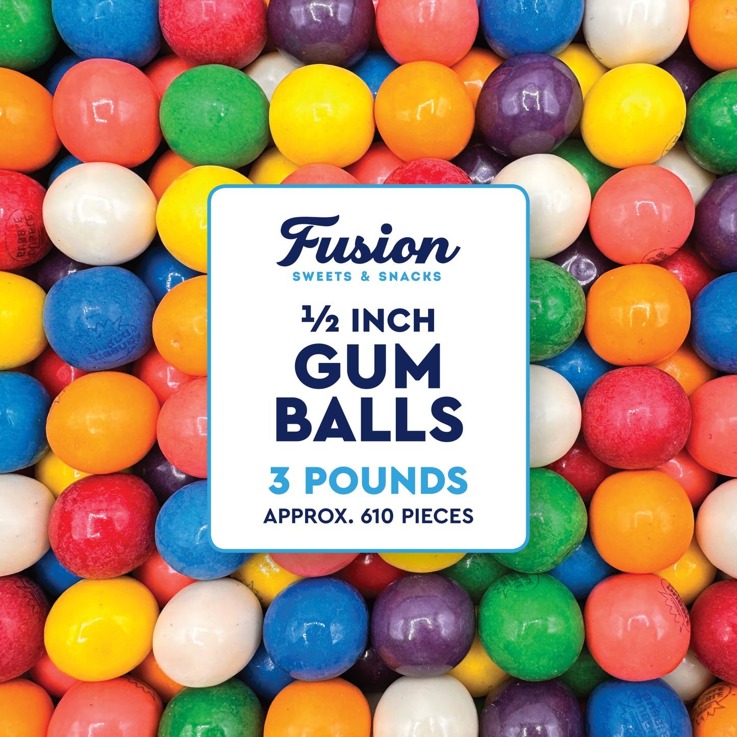 Gumballs 1/2 Inch - 3 Pound Bulk Bag - Gum Balls For Gumball Machine - Gumballs Bulk - Assorted Fruit Flavor