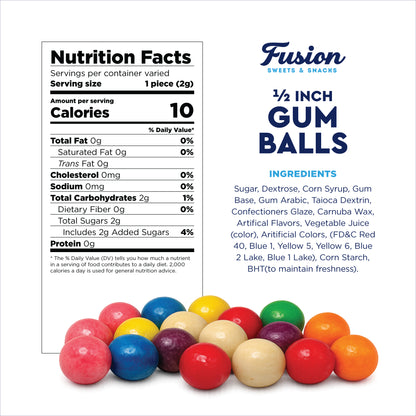 Gumballs 1/2 Inch - 3 Pound Bulk Bag - Gum Balls For Gumball Machine - Gumballs Bulk - Assorted Fruit Flavor